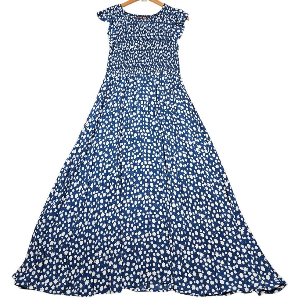 Mister Zimi Abbie Dress Size 10 Dot Floral Clouds Maxi Pockets Modest Wedding
